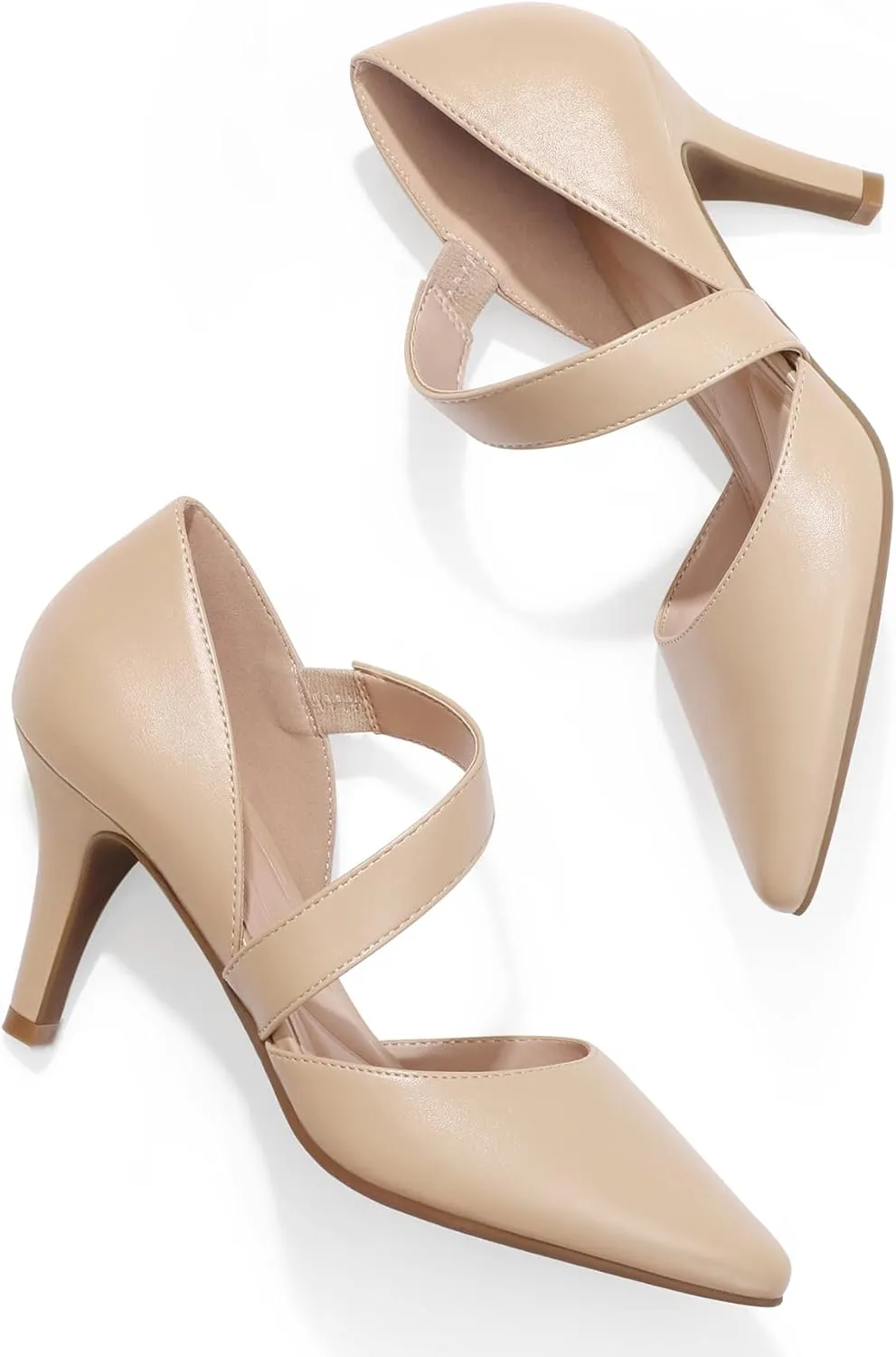 mysoft Women's Pointed Toe Low Stiletto Heel Dress Pumps Shoes - Available in Wide Sizes