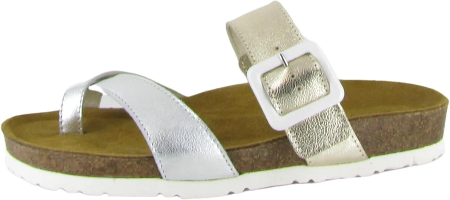 NAOT Footwear Fresno Women’s Toe Loop Slide Sandal with Cork Footbed and Arch Support - Buckle - Comfort and Support – Lightweight and Perfect for Travel – Medium to Wide Fit