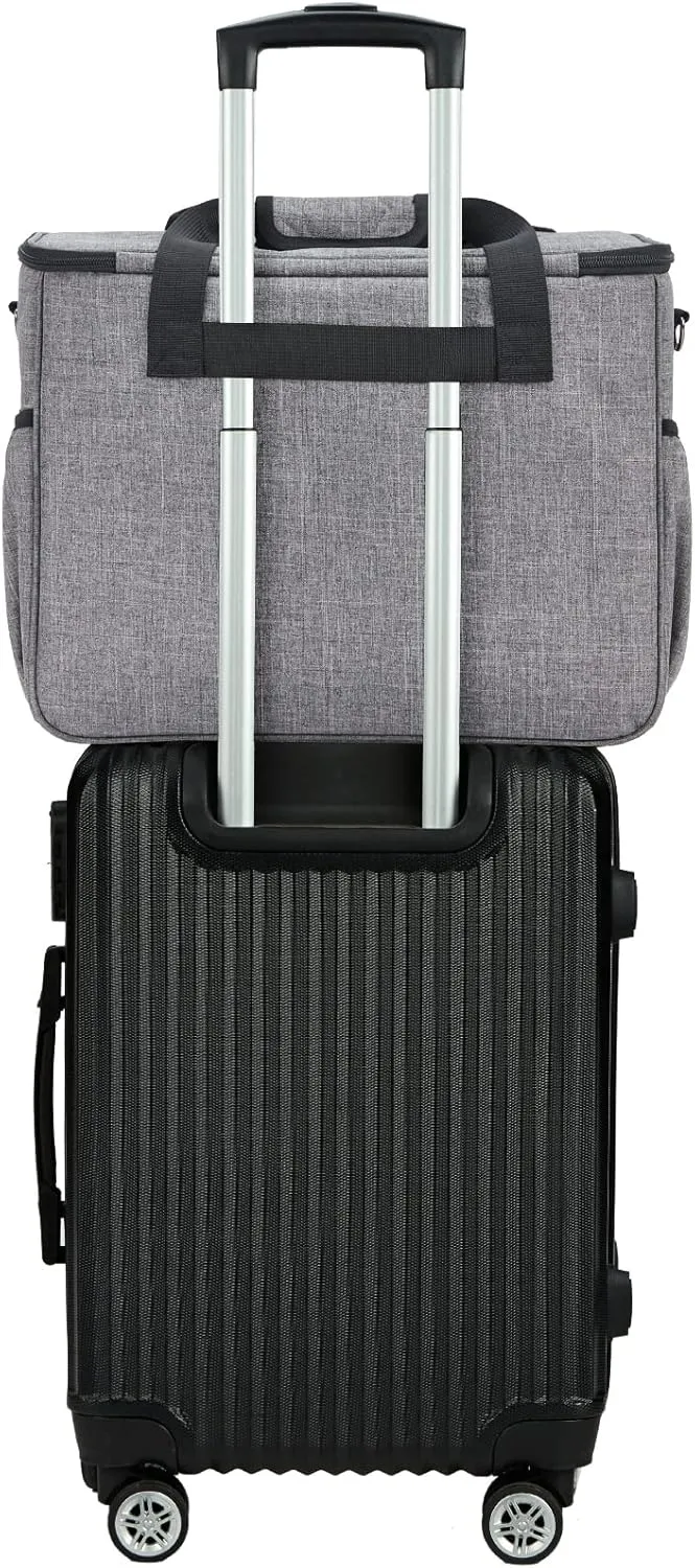 NICOGENA Sewing Machine Carrying Case, Universal Travel Tote Bag with Shoulder Strap for Singer, Brother, Janome and Accessories, Grey