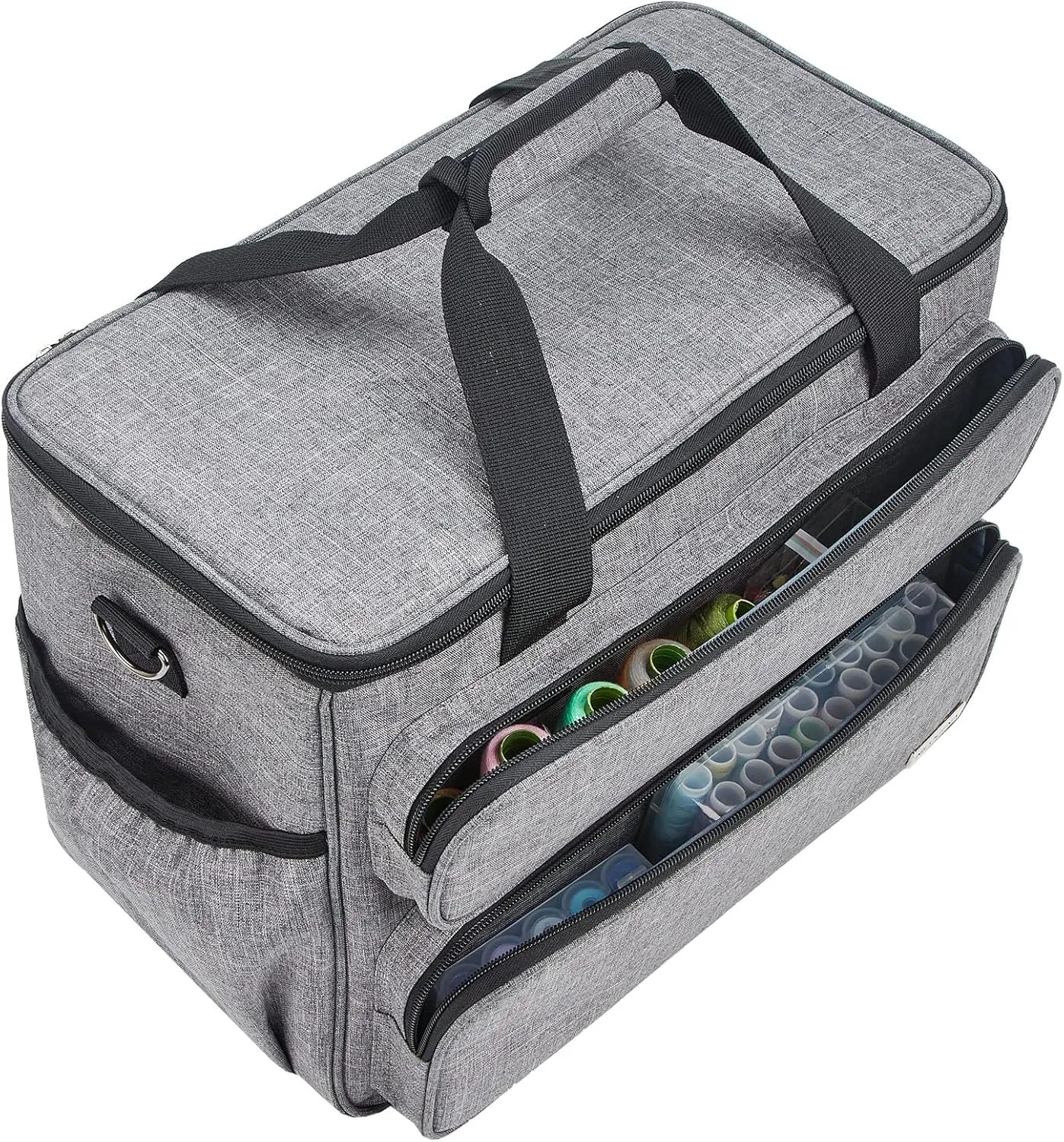 NICOGENA Sewing Machine Carrying Case, Universal Travel Tote Bag with Shoulder Strap for Singer, Brother, Janome and Accessories, Grey
