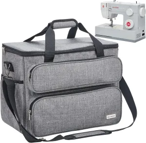 NICOGENA Sewing Machine Carrying Case, Universal Travel Tote Bag with Shoulder Strap for Singer, Brother, Janome and Accessories, Grey