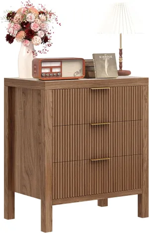 Nightstand with 6 Drawers, Dresser and Nightstand Sets, Bedside Tables, Mid Century Nightstands with 6 Wide Drawers for Bedroom, Kids’ Room, Hallway - Walnut