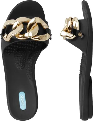 Oka-B Women's Grace Moira Slide,Licorice with Licorice Chain, Medium, Size 6.5-7.5 M