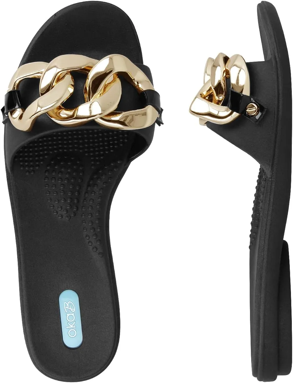 Oka-B Women's Grace Moira Slide,Licorice with Licorice Chain, Medium, Size 6.5-7.5 M