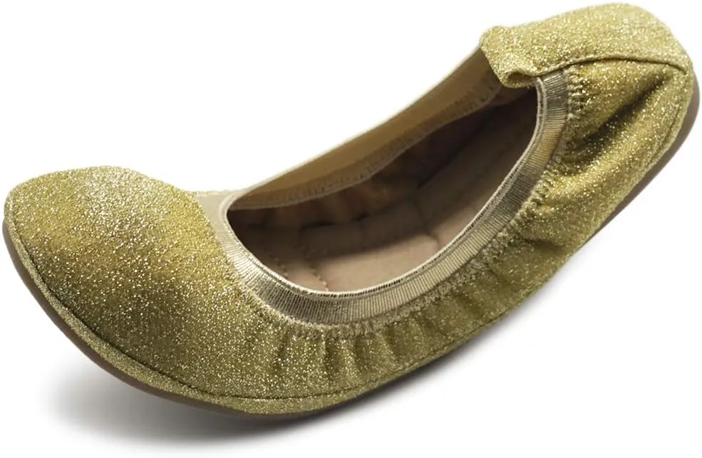 Ollio Women's Shoes Glitter Slip On Comfort Basic Ballet Flats F118