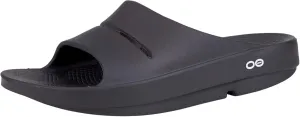 OOFOS OOahh Slide, Black - Men’s Size 7, Women’s Size 9 - Lightweight Recovery Footwear - Reduces Stress on Feet, Joints & Back - Machine Washable
