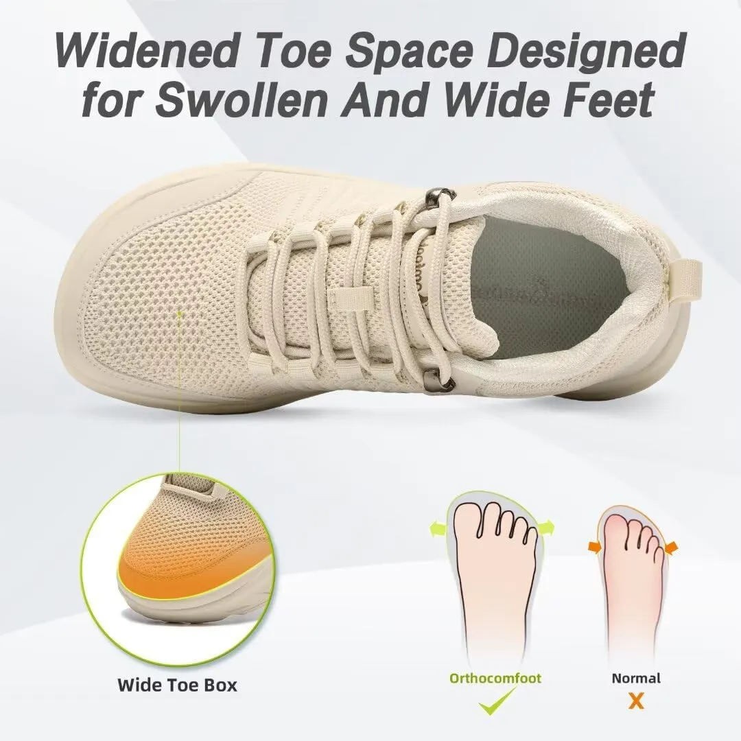 OrthoComfoot Women's Orthopedic Diabetic Wide Walking Shoes: Comfortable Casual Arch Support Plantar Fasciitis Fashion Sneakers, Work Tennis Orthotic High Arch Swollen Feet Shoes for Foot Heel Pain
