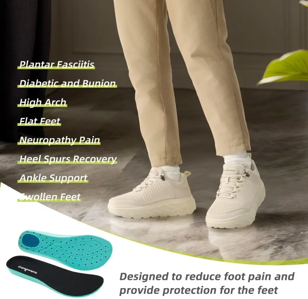 OrthoComfoot Women's Orthopedic Diabetic Wide Walking Shoes: Comfortable Casual Arch Support Plantar Fasciitis Fashion Sneakers, Work Tennis Orthotic High Arch Swollen Feet Shoes for Foot Heel Pain