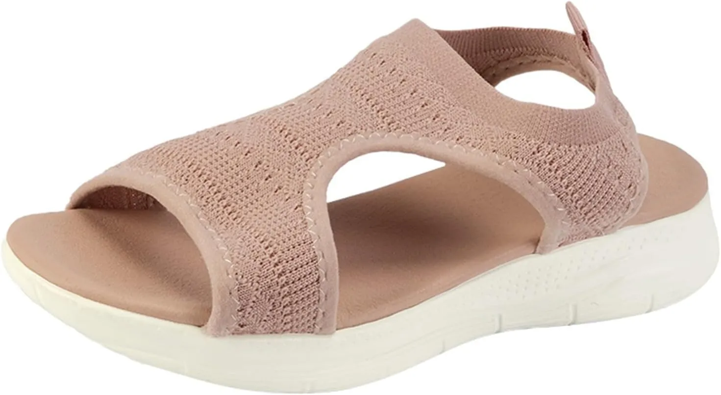 Orthopedic Sandals Women Arch Support Walking Sandals Comfortable Plantar Fasciitis Sport Sandal Mesh Thick-Soled Fishmouth Flying Woven Dress Sports Athletic Open Toe Non-Slip Platform Shoes