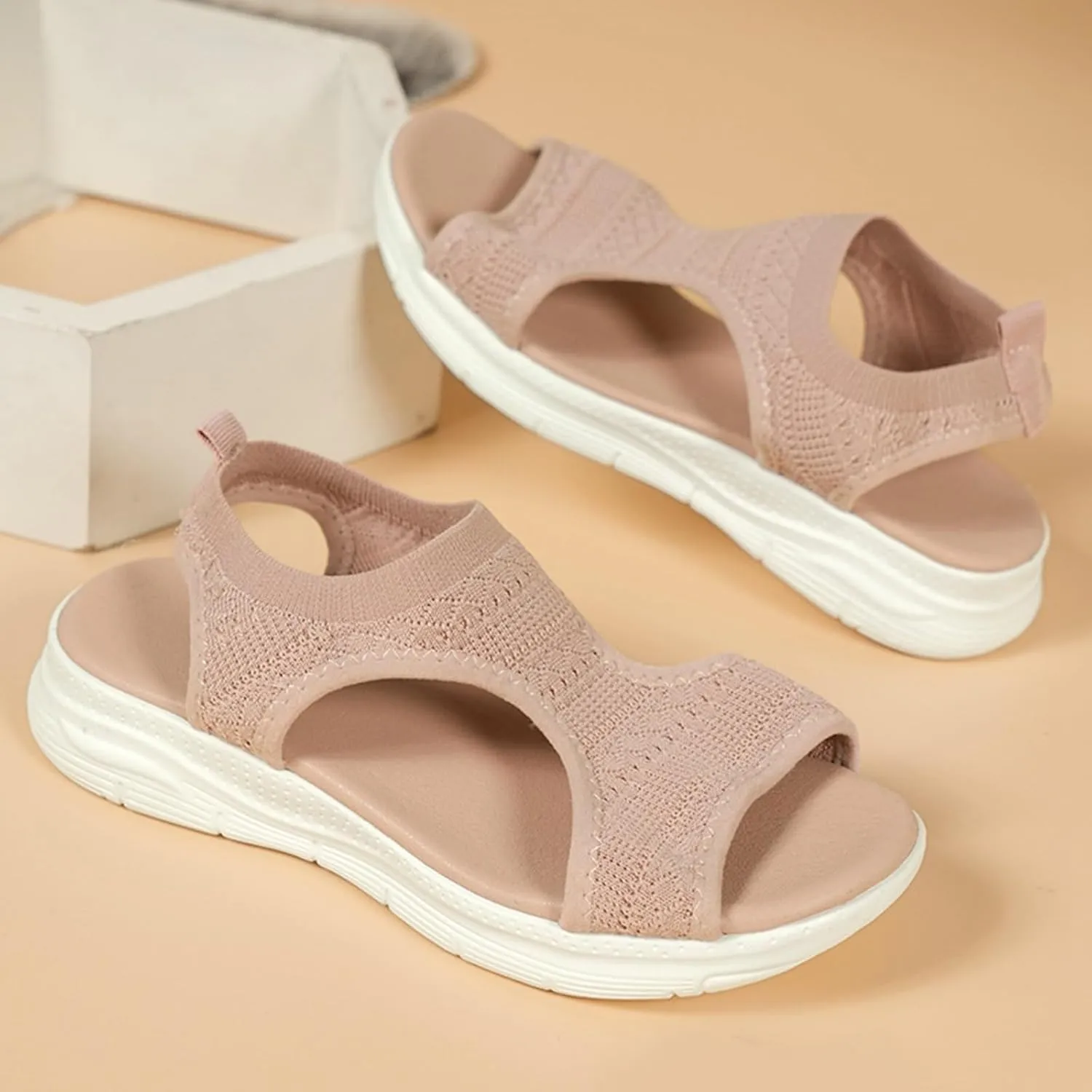 Orthopedic Sandals Women Arch Support Walking Sandals Comfortable Plantar Fasciitis Sport Sandal Mesh Thick-Soled Fishmouth Flying Woven Dress Sports Athletic Open Toe Non-Slip Platform Shoes