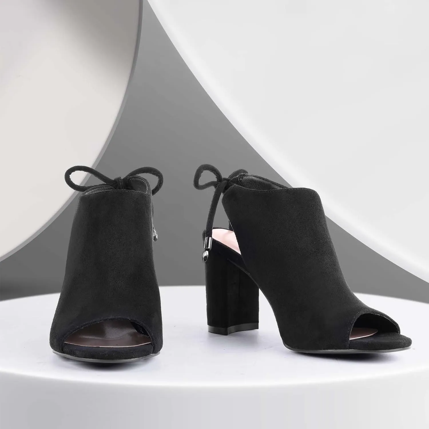 perixir Women's Black Heeled Sandals With Lace Up And Peep Toe Elegant Block High Heel Sandal For Women Fashion Dress Strappy Heels Womens Comfortable Shoes For Wedding Office Party