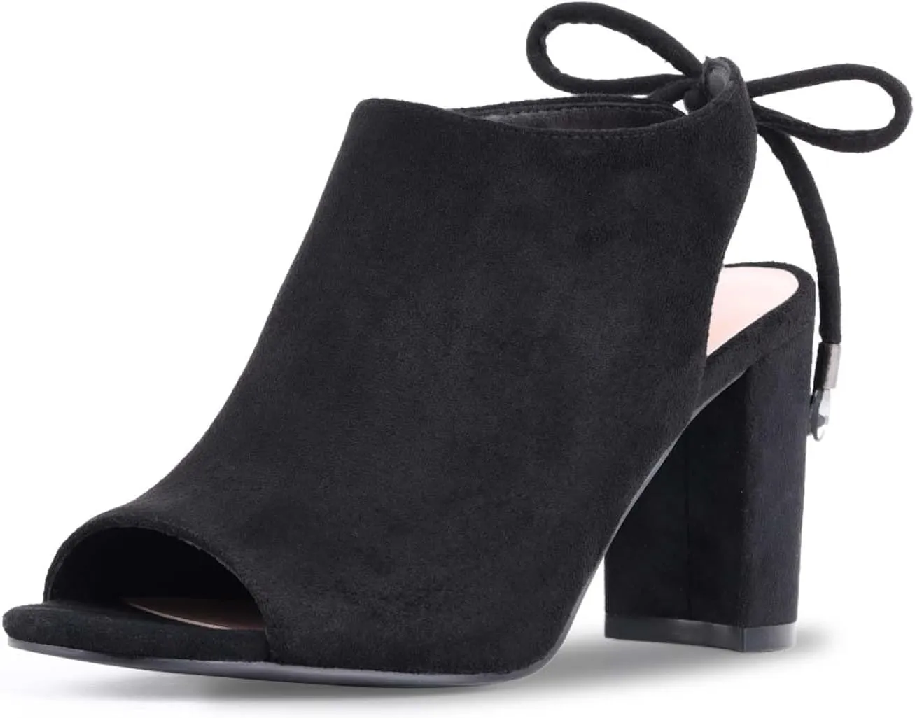 perixir Women's Black Heeled Sandals With Lace Up And Peep Toe Elegant Block High Heel Sandal For Women Fashion Dress Strappy Heels Womens Comfortable Shoes For Wedding Office Party