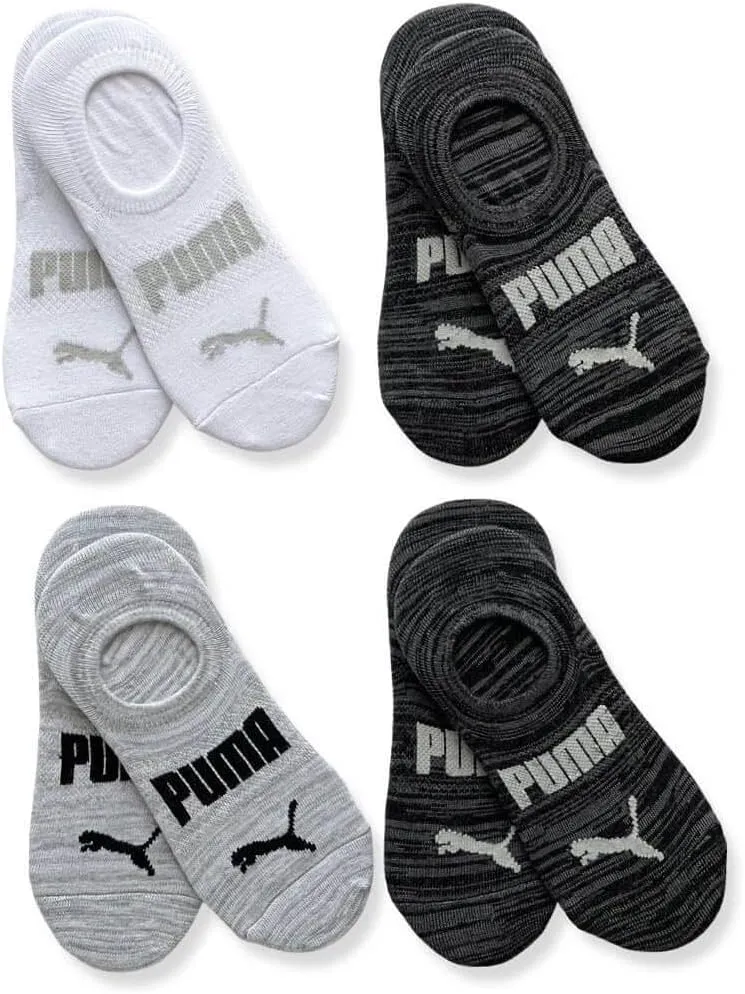 Puma Women's No Show Sneaker 8 Pack Socks, Blk/Wht/Grey, One Size