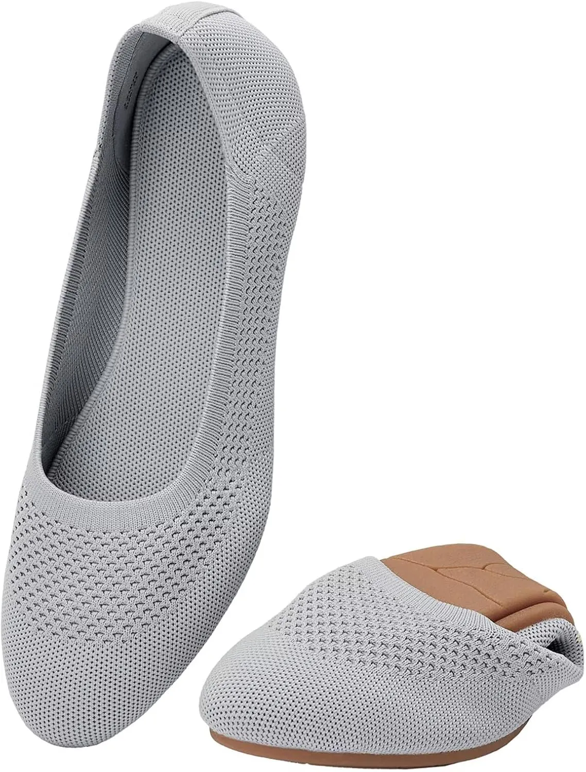 Puxowe Women’s Ballet Flat Shoes Round Toe Knit Slip On Ballerina Walking Flats Dress Shoes for Women