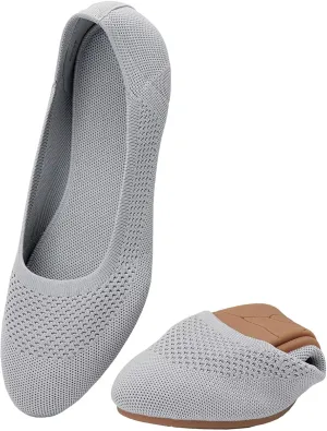 Puxowe Women’s Ballet Flat Shoes Round Toe Knit Slip On Ballerina Walking Flats Dress Shoes for Women
