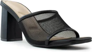 RF ROOM OF FASHION Women's Open Square Toe Slide On Mid Heel Sandals