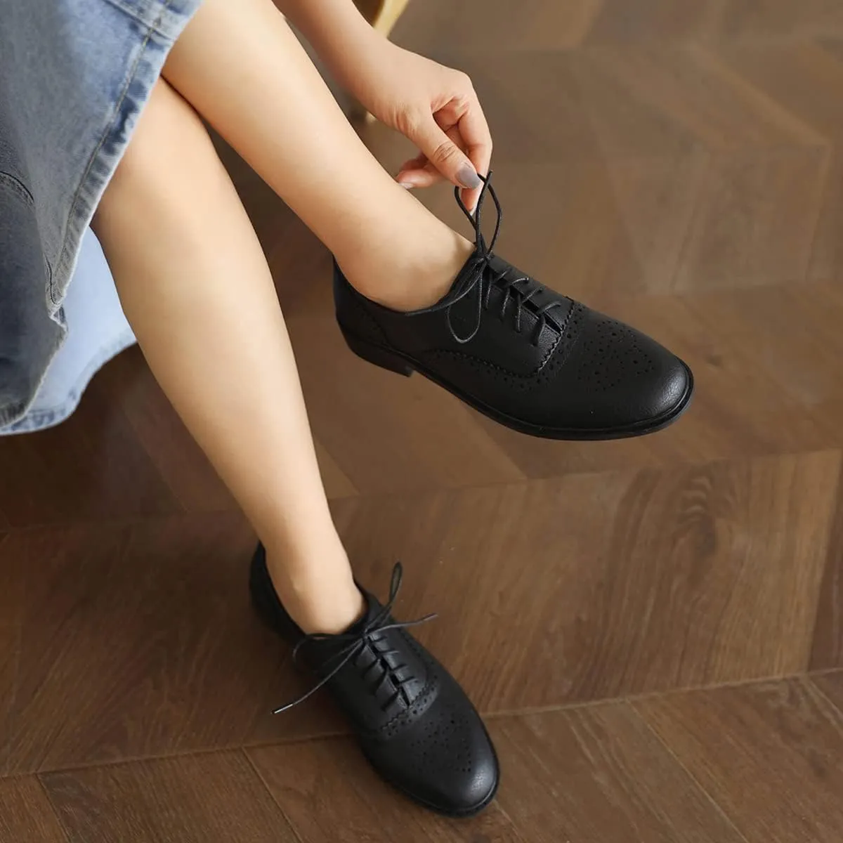 Roimaash Casual Oxford Shoes for Women Wingtip Flat Business Work Shoes