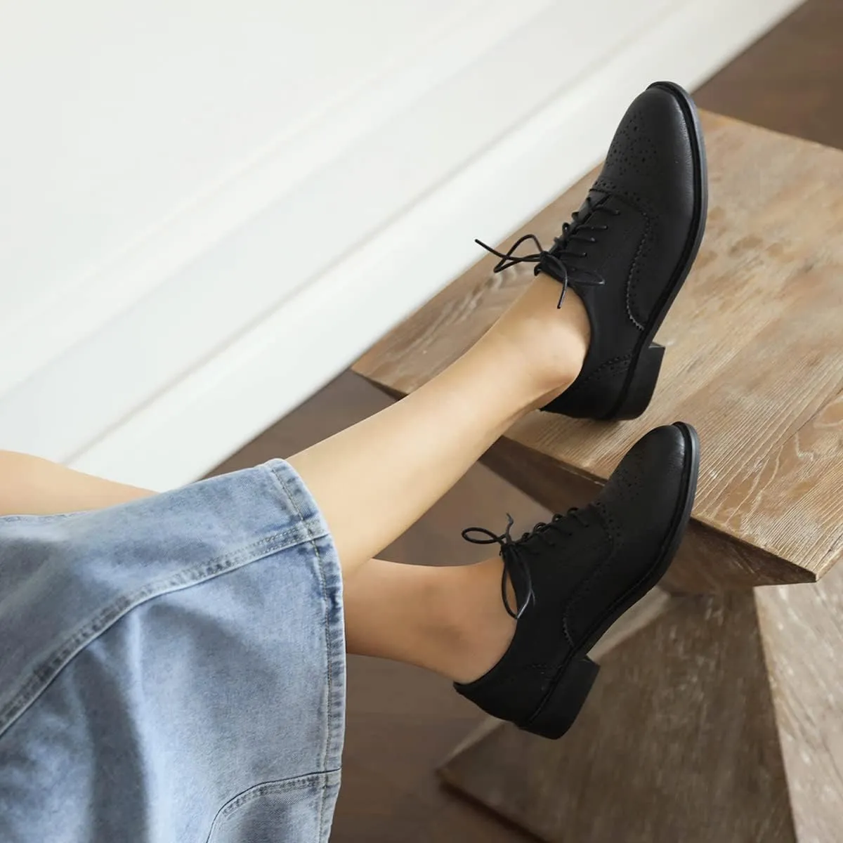 Roimaash Casual Oxford Shoes for Women Wingtip Flat Business Work Shoes