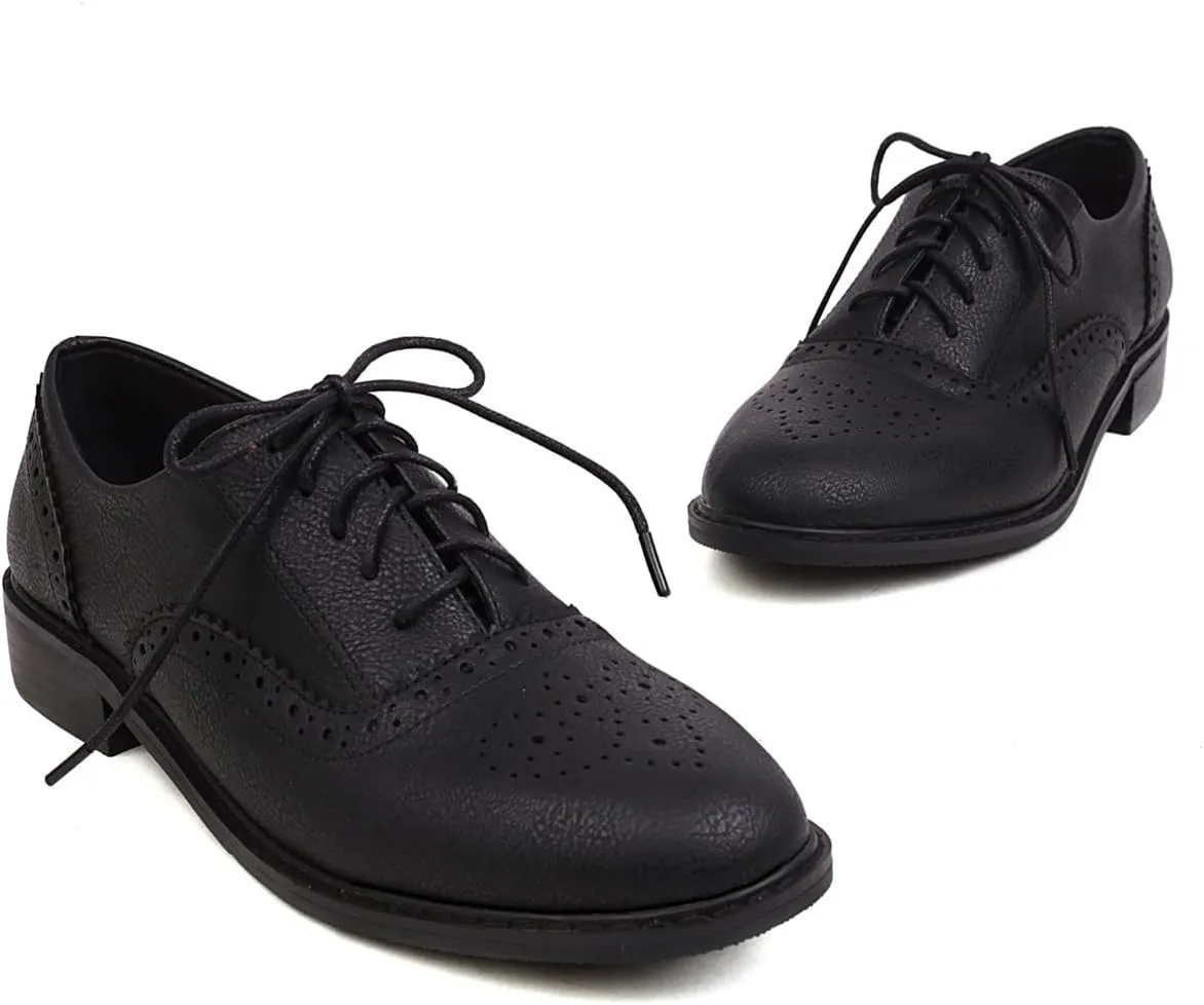 Roimaash Casual Oxford Shoes for Women Wingtip Flat Business Work Shoes