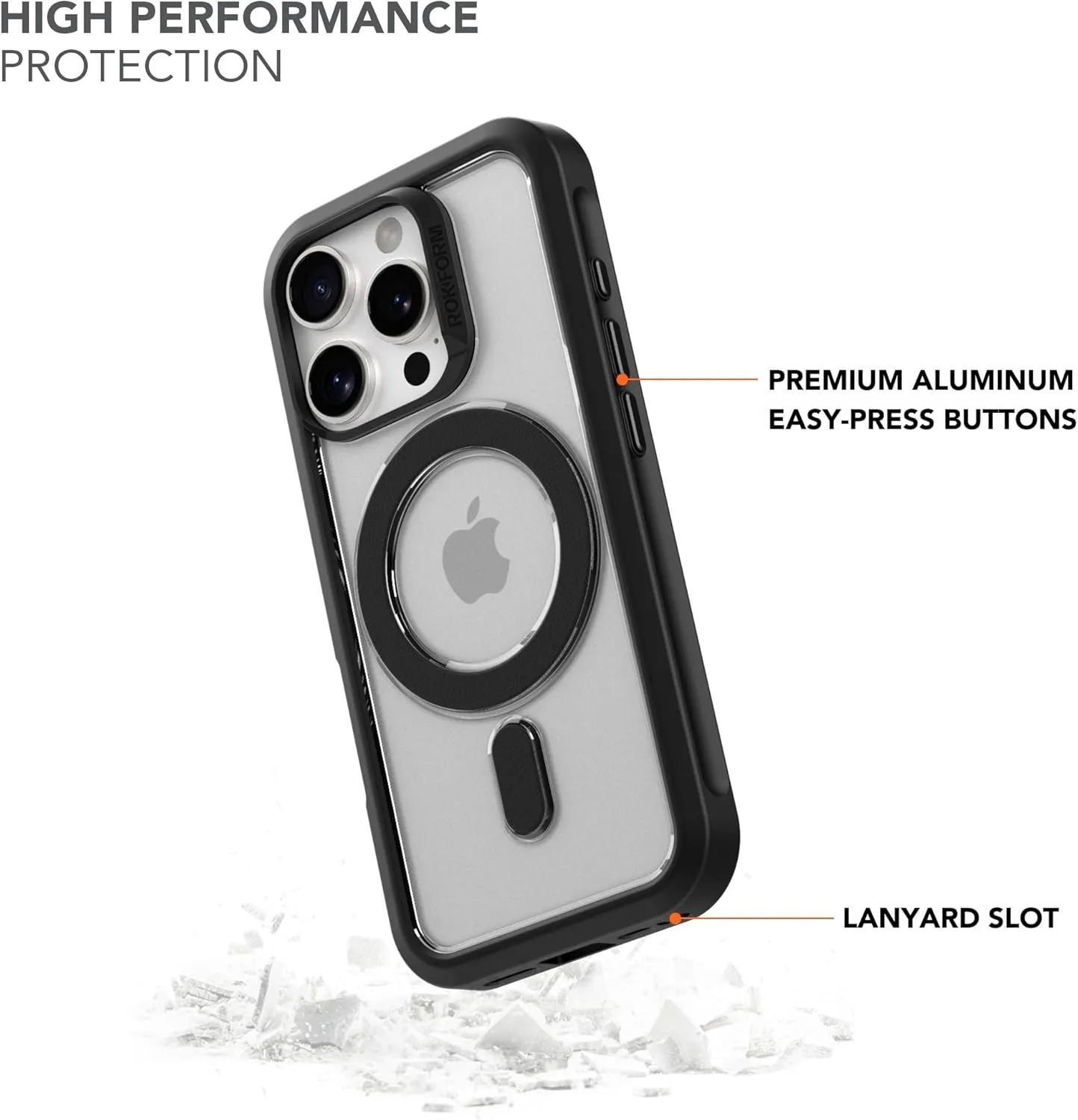 Rokform Slim Case Compatible with The iPhone 16 Pro, Drop Tested Armor (Clear)