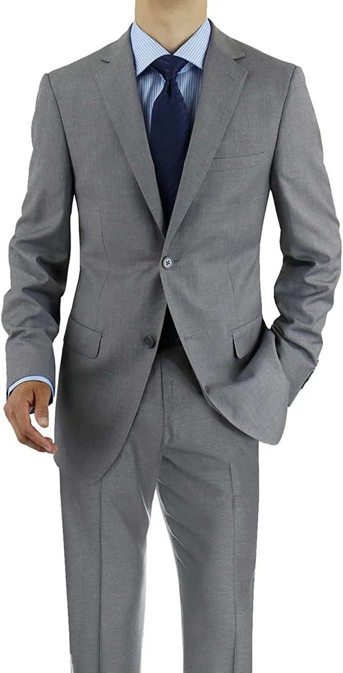 Salvatore Exte Men's 2 Button Two Piece Suit Single Vent Blazer Flat Front Pant