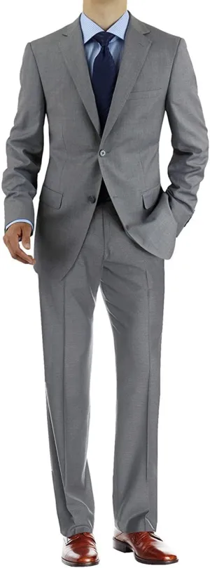 Salvatore Exte Men's 2 Button Two Piece Suit Single Vent Blazer Flat Front Pant