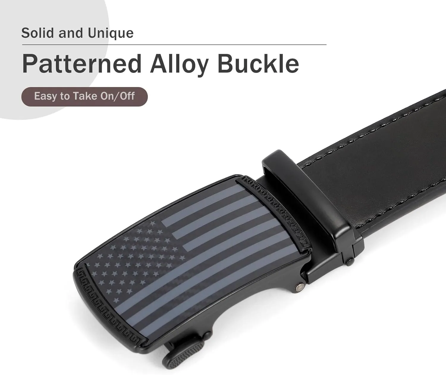 SANSTHS Golf Ratchet Belt for Men, Mens Belt Casual 1 1/3" Flag Pattern Auto Slide Buckle for Jeans