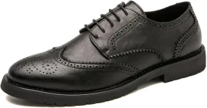 Santimon Men's Wingtip Brogue Dress Shoes Vintage Leather Lace-Up Oxford Shoes, Elegant Business Formal Footwear for Office, Wedding, Casual, Black/Brown/Khaki