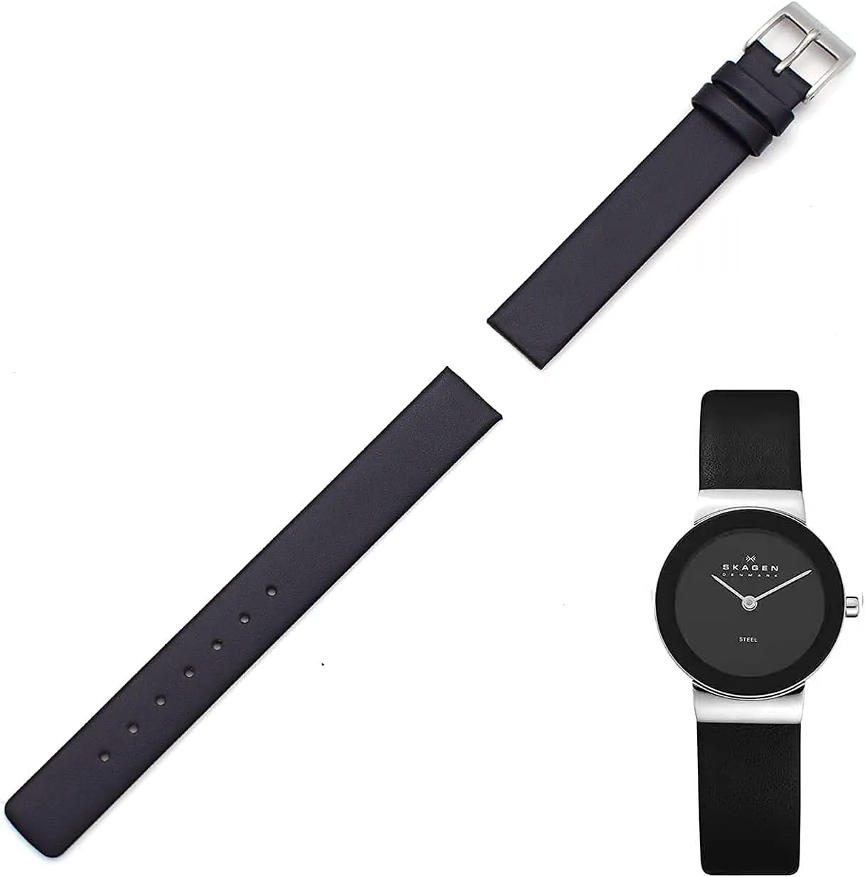 Screw Fit, Genuine Leather Replacement Watch Band Strap for Skagen Watches, Attaches with Screws, 12mm, 14mm, 16mm 18mm, 20mm, 22mm, 28mm, 30mm