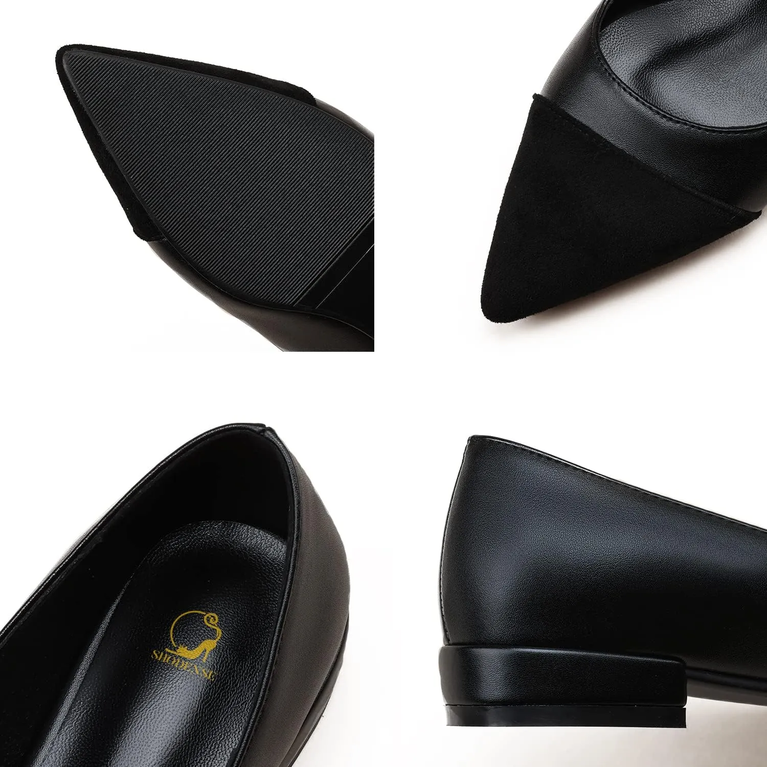 SHODENSE Women Casual Cap Toe Flats Slip on Pointed Toe Ballet Flats Two Tone 0.5" Low Flat Heel Pumps Comfort Colorblock Basic Flat Dress Shoes Work Chic Driver Flats Fall 4-11 M US