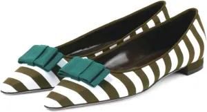 SHODENSE Women Comfy Pointed Toe Bow Flats Striped Flat Shoes Two Tone Slip On Walking Flats Casual Ballet Flats Stripes Fashion Party Flats Cute 4-11 M US