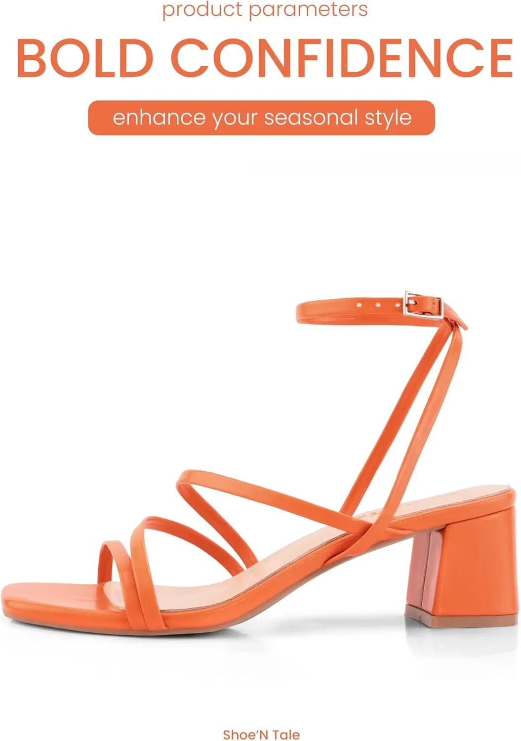 Shoe'N Tale Strappy Heels for Women Low Chunky Block Heel Dress Shoes Square Open Toe Ankle Strap Heeled Sandals