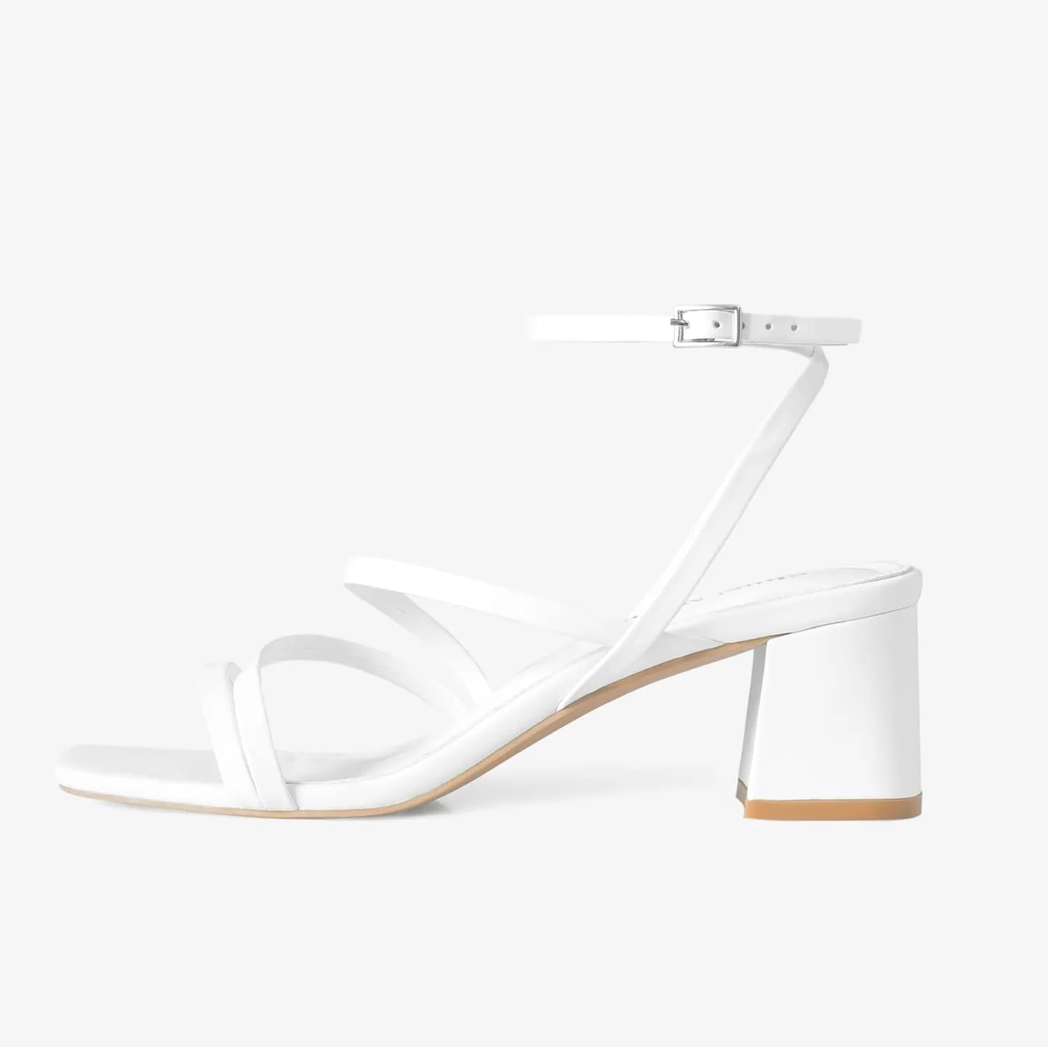 Shoe'N Tale Strappy Heels for Women Low Chunky Block Heel Dress Shoes Square Open Toe Ankle Strap Heeled Sandals