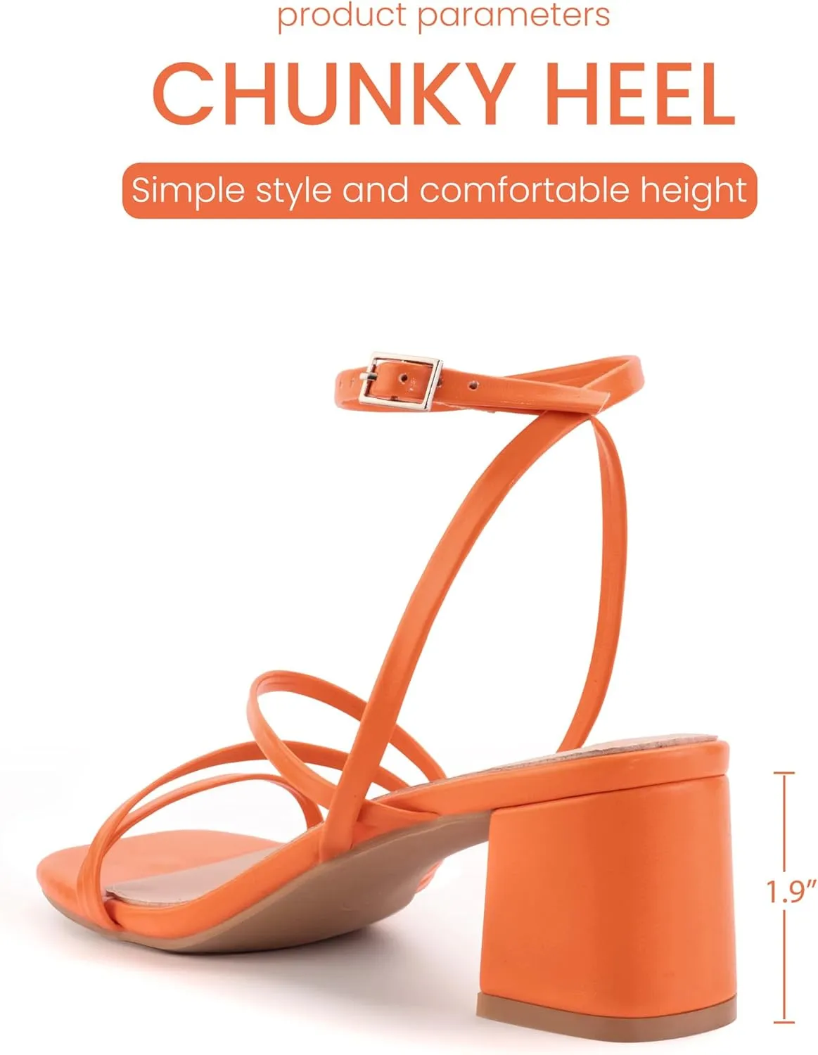 Shoe'N Tale Strappy Heels for Women Low Chunky Block Heel Dress Shoes Square Open Toe Ankle Strap Heeled Sandals