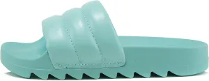 Soda BETWEEN ~ Women Flat Open Toe Single Plush Wide Strap With Fashion Footbed Slide Sandal