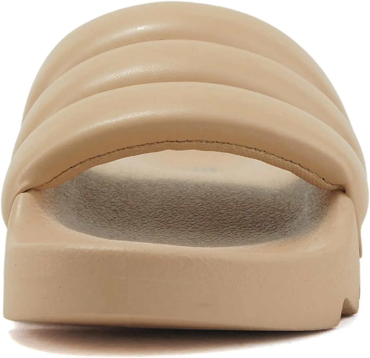 Soda BETWEEN ~ Women Flat Open Toe Single Plush Wide Strap With Fashion Footbed Slide Sandal
