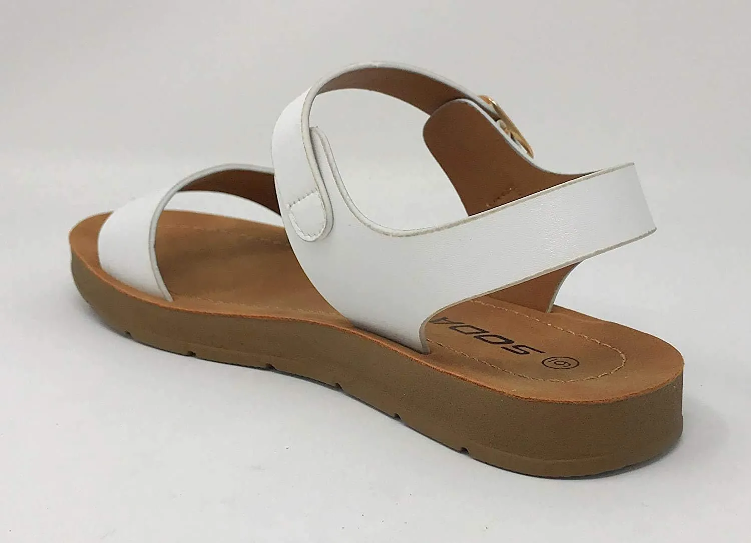 Soda PLENTY ~ Women's Strappy Ankle Wrap Buckle Fashion Flat Sandals
