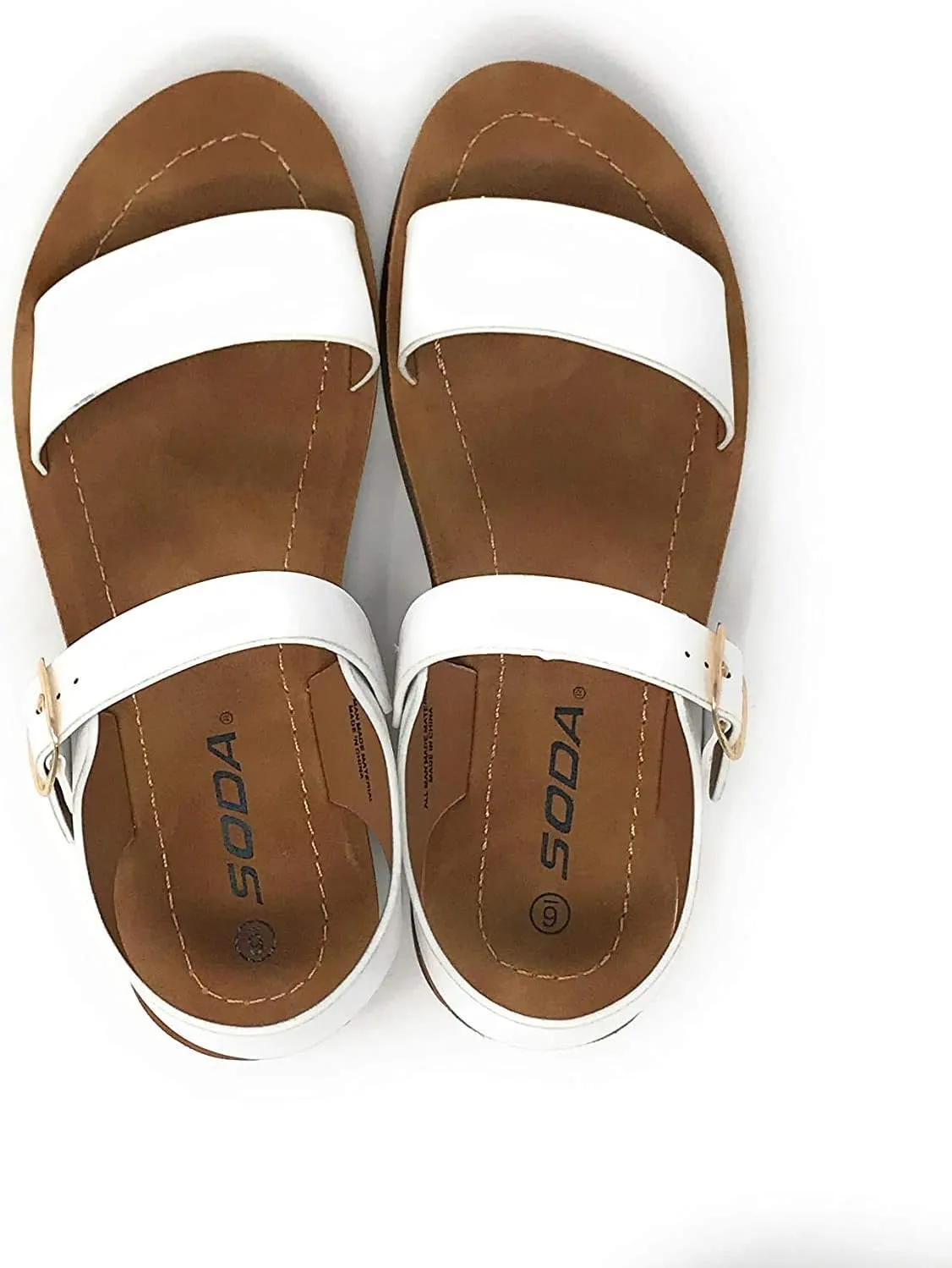 Soda PLENTY ~ Women's Strappy Ankle Wrap Buckle Fashion Flat Sandals