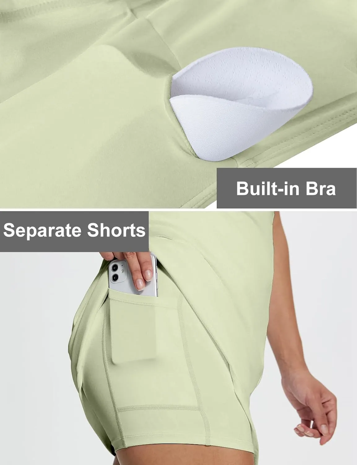 Square Neck Tennis Dresses for Women Golf Dress with Built-in Shorts Bra with Pockets for Athletic Sports Workout