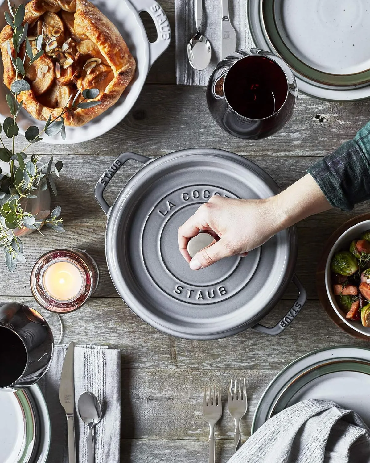Staub Cast Iron 4-qt Round Cocotte - Graphite Grey, Made in France