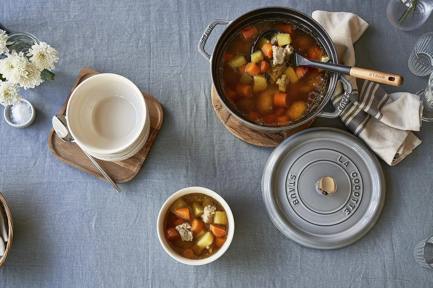 Staub Cast Iron 4-qt Round Cocotte - Graphite Grey, Made in France