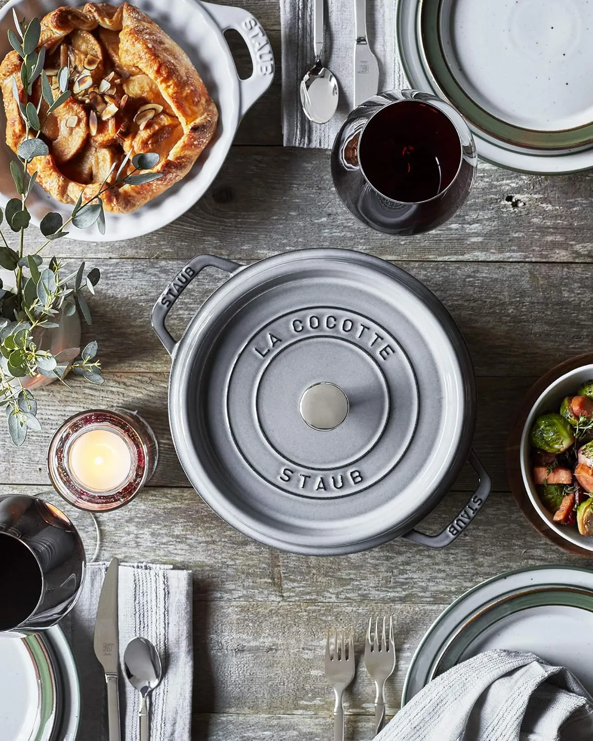 Staub Cast Iron 4-qt Round Cocotte - Graphite Grey, Made in France
