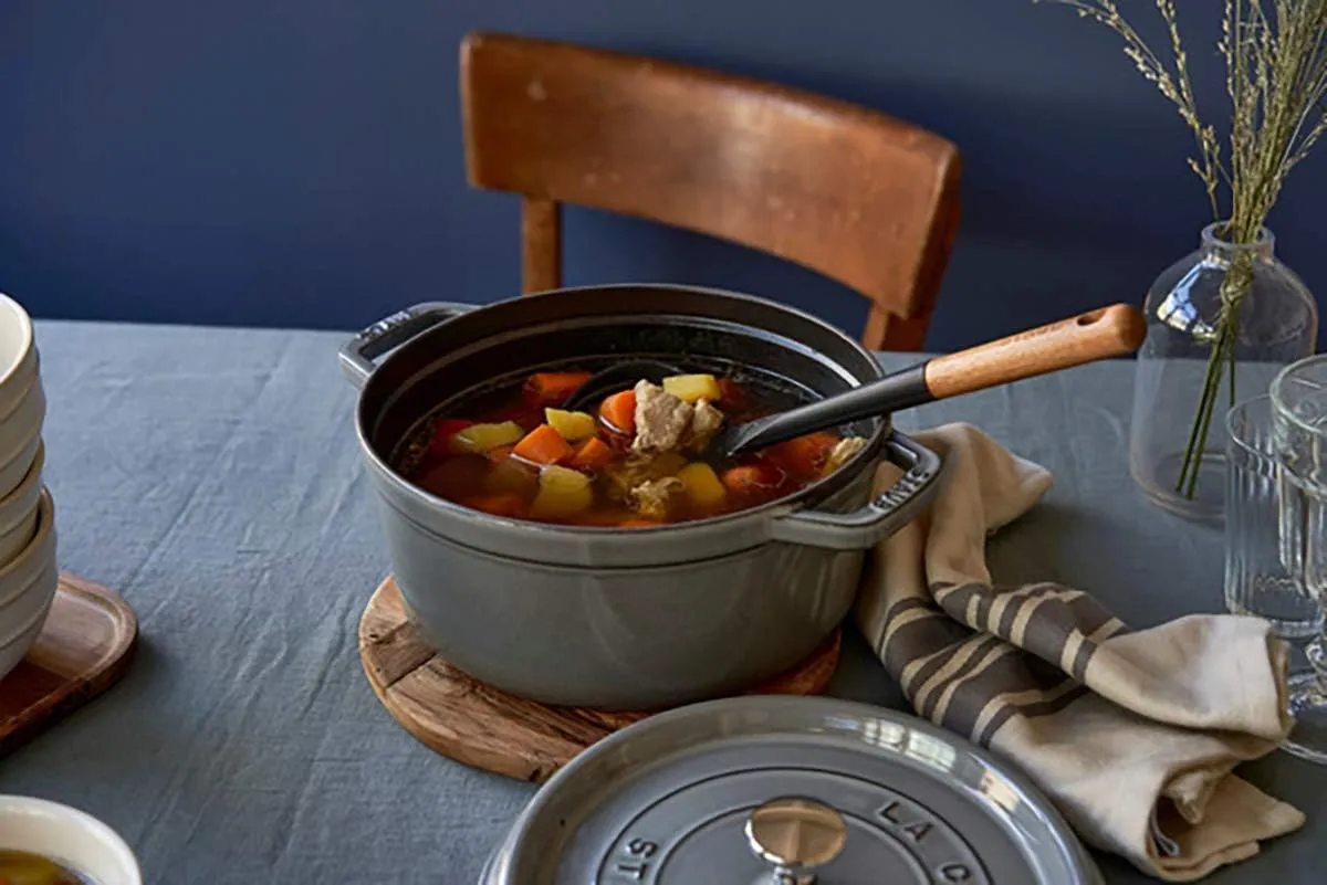 Staub Cast Iron 4-qt Round Cocotte - Graphite Grey, Made in France