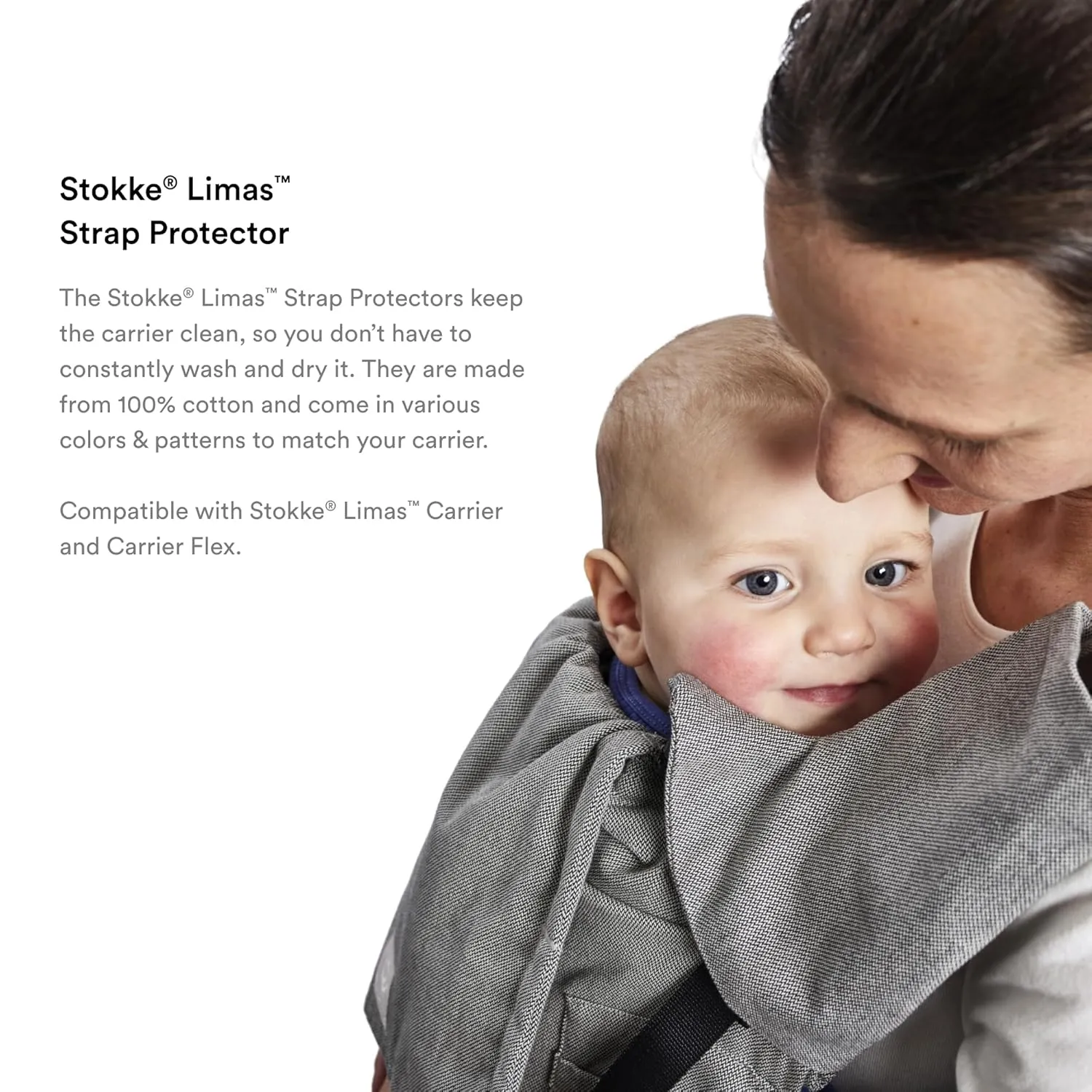 Stokke Limas Strap Protector, Grey Melange - Keeps Your Carrier Fresh & Clean - Machine Washable, 100% Cotton - Compatible with Limas Carrier & Carrier Flex