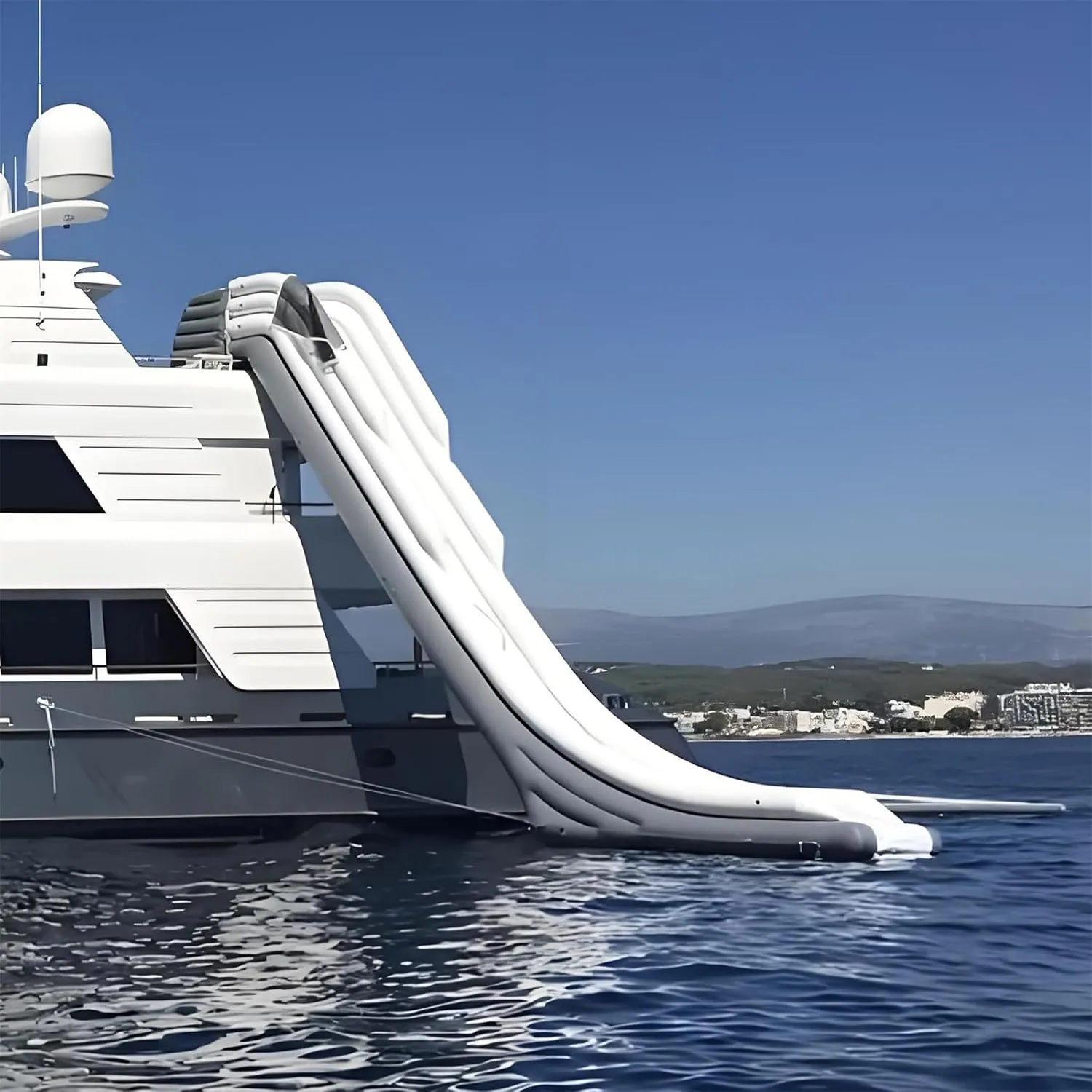 Summer Luxury Yacht Inflatable Slide with Air Pump Commercial Amusement Equipment for Sea Parties, Private Pier