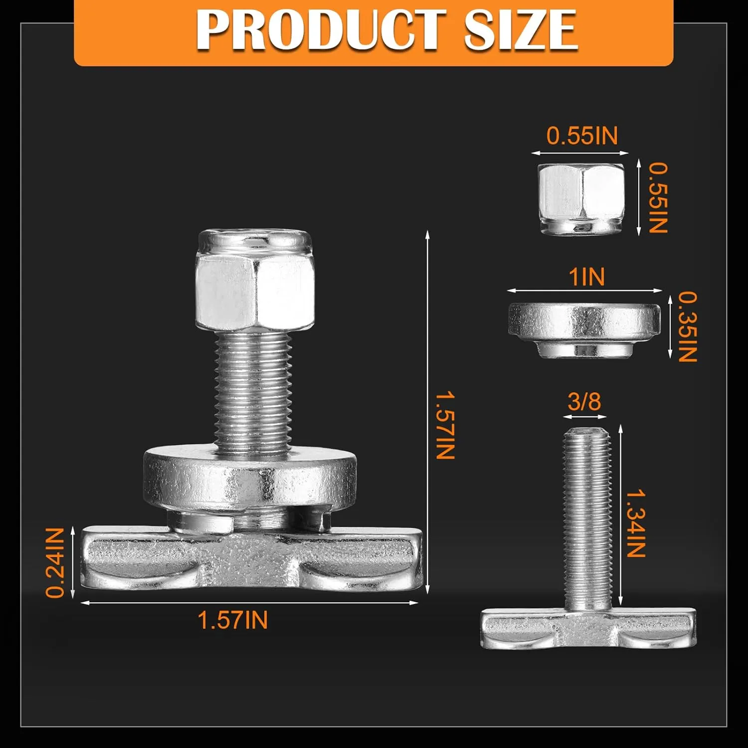 Tandefio 10 Pcs L Track Double Lug Threaded Stud Nut Fitting Tie Down Bearing 5500 LBS Using with L Track Rail to Create Heavy Duty Bolt Down Anchor Points for Trailer Truck Bed Cargo Control (Silver)
