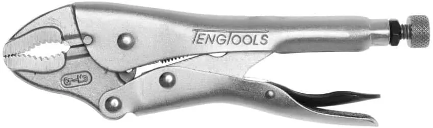 Teng Tools 7 Inch Plated, Round & Flat Power Grip Locking Pliers - 401-7
