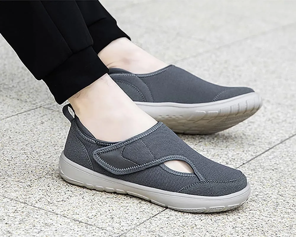 TENGTA Elder Diabetic Orthopedic Shoes Men's Extral Wide Adjustable Strap Walking Sneaker for Swollen Feet, Arthritis & Edema