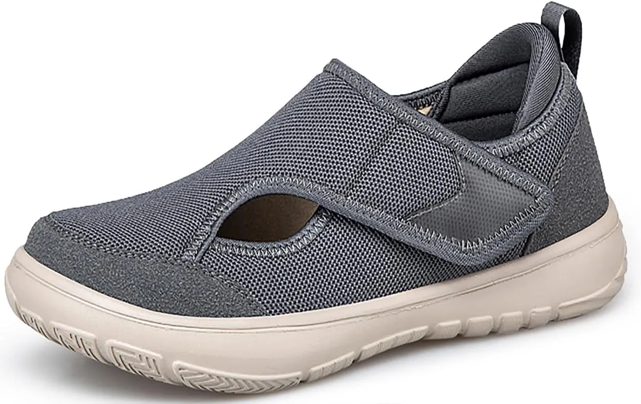 TENGTA Elder Diabetic Orthopedic Shoes Men's Extral Wide Adjustable Strap Walking Sneaker for Swollen Feet, Arthritis & Edema