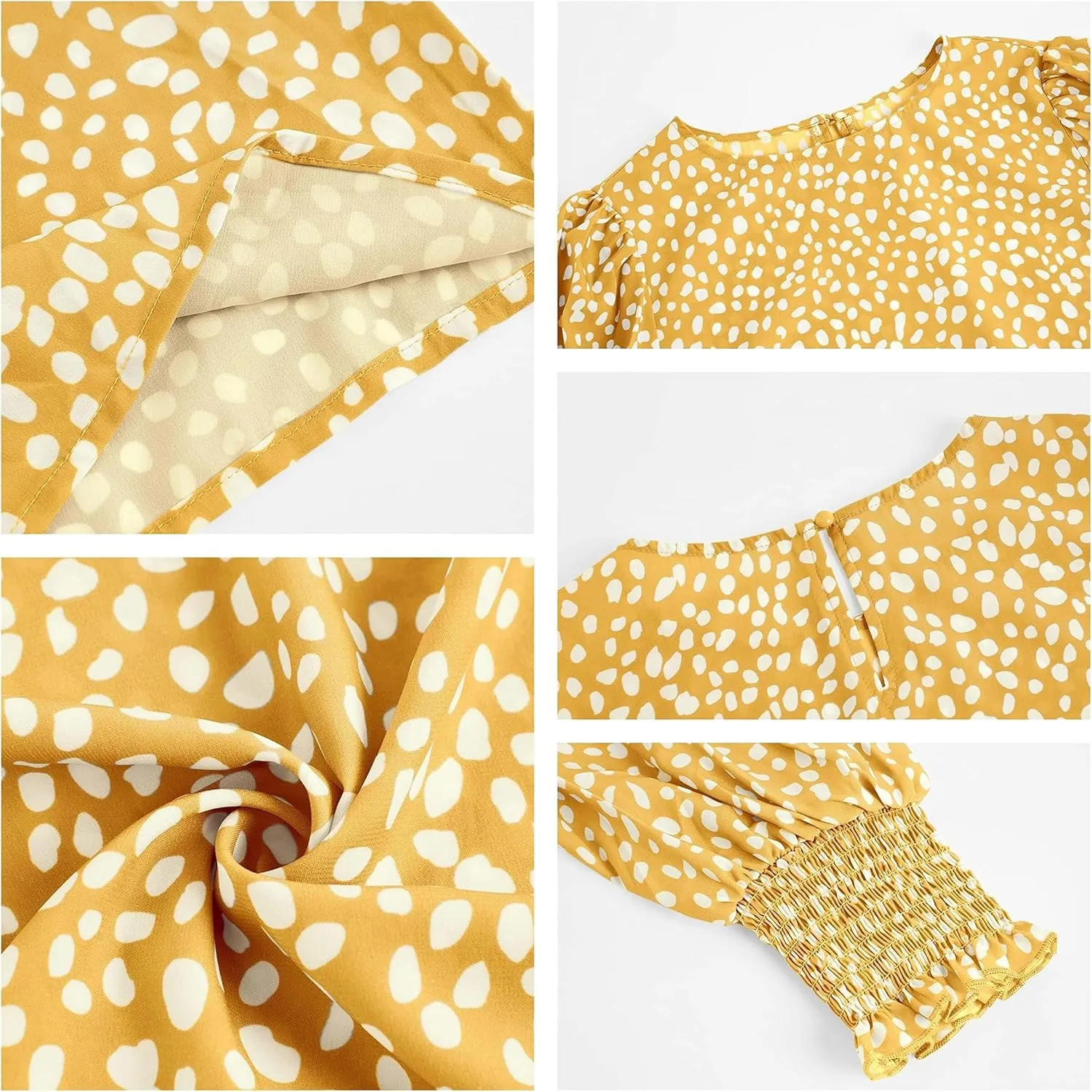 Teurkia Women's Polka Dot 3/4 Sleeve Blouse Tops Ladies Casual Office Work Crew Neck T-Shirt